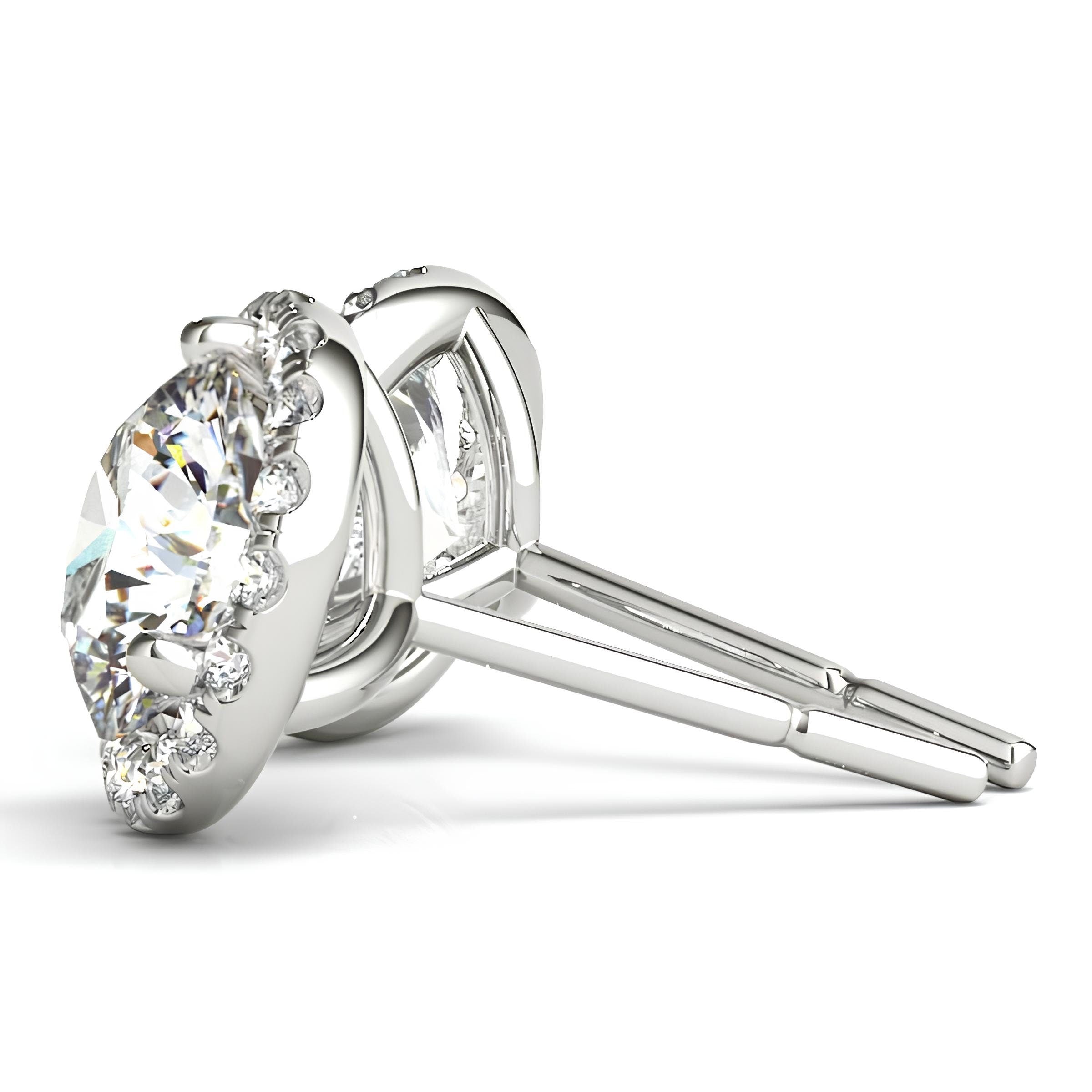 Halo Stud Earrings with 0.25–4.00 Carat EF VS/SI Round Cut Lab-Grown Diamonds 14K Gold Diamond Studs for Women